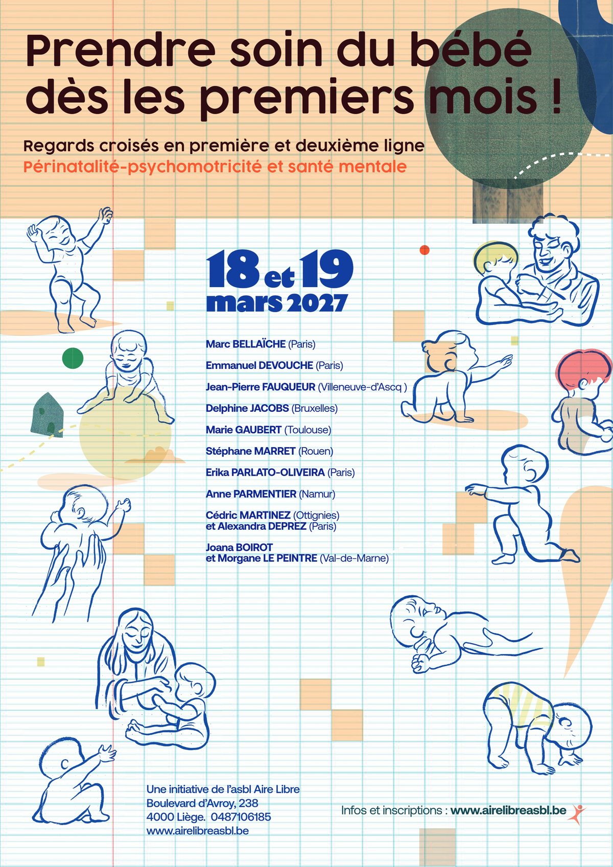 Affiche du colloque 2027 : Prendre soin du b&eacute;b&eacute; d&egrave;s les premiers mois